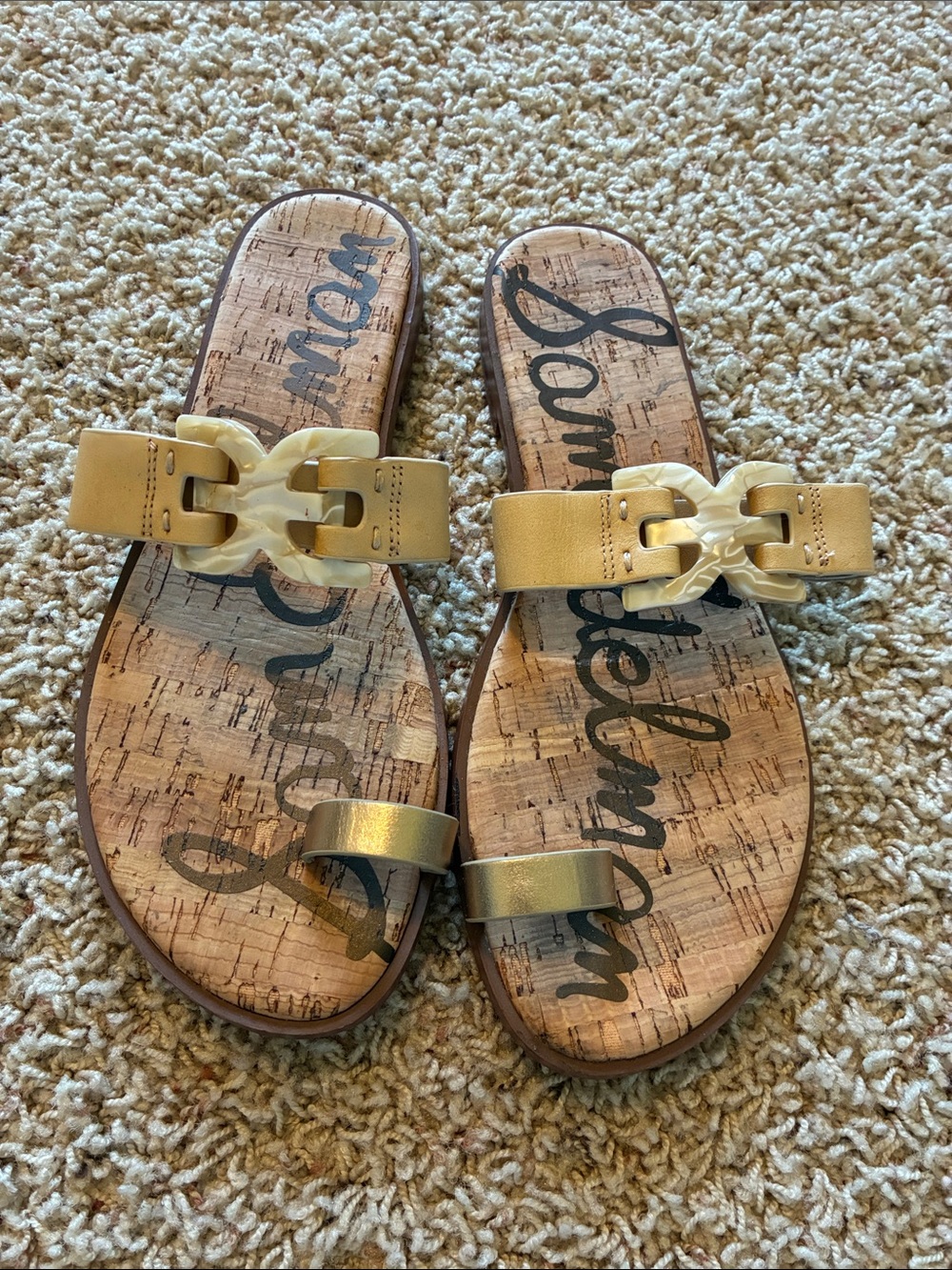 Sam Edelman Gold-Tone Slide Sandals with Chain Detail